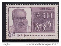 India MNH 1981, Henry Heras, Historian, Indologist, History, Indus Valley Seals, - Ungebraucht