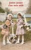 Enfants - Deux Petites Filles Avec Des Paniers De Fleurs  Gracieux Souvenir D'une Tendre Amitié - Portraits