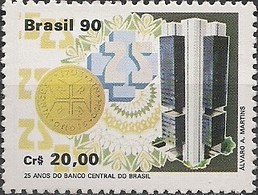 BRAZIL - BRAZILIAN CENTRAL BANK, 25th ANNIVERSARY 1990 - MNH - Unused Stamps