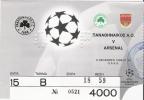 Panathinaikos-Arsenal UEFA Champions League Football Soccer Match Ticket Stub 09/12/1998 - Eintrittskarten