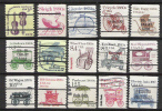 N846.-.US PRECANCEL LOT OF 15 STAMPS - MUSIC AND TRANSPORTS STAMPS - Voorafgestempeld