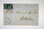 Nederland 1856 Briefomslag Van Diepen Amsterdam-> Rotterdam 2x NVPH 1 - Storia Postale
