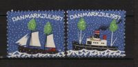 DANEMARK: 2 Vignettes De Noël De 1957 Oblitérées - Variétés Et Curiosités