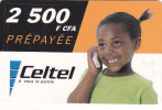 Gabon, Celtel, 2 500 F CFA, Girl, 2 Scans. - Gabun