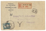 Lettre Judiciare Recommandée 1927 ( Tribunal De Commerce De La Seine ) Griffe A R 1,50f Pasteur - Covers & Documents