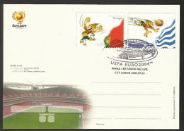 Portugal Football Euro 2004 Cachet Finale Portugal V Grèce Benfica Soccer Final Match Portugal V Greece Flags Postmark - Postal Logo & Postmarks