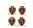 #3784 Plate # Block Of 4, 2003 Purple Heart 37-cent US Postage Stamps - Numero Di Lastre