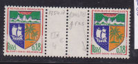 FRANCE N° 1354A 18C BLEU VERT ET JAUNE BLASON DE ST DENIS DE LA REUNION POSTES GRAS NEUF SANS CHARNIERE - Unused Stamps