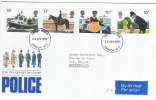 L-CHE47 - GRANDE-BRETAGNE FDC POLICE Thèmes Cavalier - Cheval Bateau - Voiture - Policia – Guardia Civil