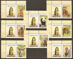 Tajikistan 2009 Mi.No. 531 - 538 Tadschikistan Animals Tiger Panda Elephant Monkeys 8 St +lab MNH** 15,00 € - Affen
