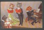 THIELE ,  CAT  CATS  CONCERT , SINGERS AND PIANO PLAYER , OLD POSTCARD - Thiele, Arthur