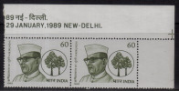 India MNH 1988,  Margin Pair Of Kanahiyalal Munshi, Environmentalist, Writer. Patriot, Environment, Tree. - Unused Stamps