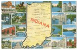 USA, Indiana, Map & Views, 1949 Used Linen Postcard [10283] - Otros & Sin Clasificación