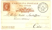 ITALIE -  V E II -  EP CP 10c  SONDRIO / COIRA 16/4/1879 - Postwaardestukken