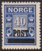 NORWAY 1929 - 40 öre Provisorium (NK No 168a - Dark Blue Shade) MNH - Neufs