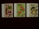 UGANDA 1969 FLOWERS Definitives THREE TOP VALUES VFU. - Ouganda (1962-...)