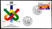 14070) UNO-Wien - FDC Genf-Cachet - Michel 48 - 10 Jahre Uni Der UNO In Tokio - FDC