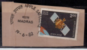 APPLE Satellite For Telecom,Space., Ariane Passenger Payload Experiment , First Day Postmark On Piece,  India 1982 - Asien