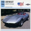 FICHE CARTONNEE DIMENSION 13,7/13,7 CM..CHEVROLET CORVETTE STINGRAY.. DESCRIPTIF AU DOS DU SCANNER - Automobili