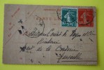 1923 Carte-lettre Entier Postal Postaux:type Semeuse Fond Plein 40c +timbre 10c Rajouté CAD Convoyeur Nancy Pr Marseille - Cartoline-lettere