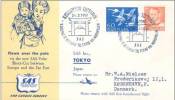 SAS FIRST FLIGHT COPENHAGEN- TOKYO -NORTH POLE SHORT CUT ROUTE 1957  WITH SCARCE INSERT - Airmail