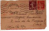 Carte Lettre (fragment) Cachet De Perpignan 7/09/1937 à Destination De Nice - Kartenbriefe