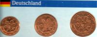 GERMANY SET OF 3 EURO 1 ,2 & 5 CENTS COINS MOTIF FRONT STANDARD BACK 2002 UNC  READ DESCRIPTION CAREFULLY !!! - Collections