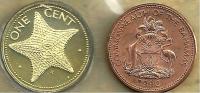 BAHAMAS 1 CENT STAR FISH FRONT EMBLEM BACK 1974 APROOF READ DESCRIPTION CAREFULLY !! - Bahama's