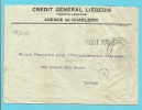 Brief Met Cirkelstempel CHARLEROY 1 Met Stempel  PORT PAYE (noodstempel) - Fortune (1919)