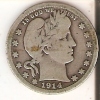 MONEDA  DE PLATA DE ESTADOS UNIDOS DE 1 QUARTER DEL AÑO 1914 FILADELFIA (COIN) SILVER-ARGENT - 1892-1916: Barber