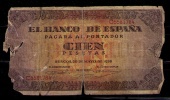 BILLETE DE 100 PESETAS DE 1938 - DETERIORADO - 100 Peseten