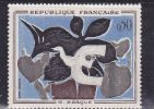 FRANCE N° 1319  50C POLYCHROME LE MESSAGER DE BRAQUE 0.50 DEFECTUEUX ET CADRE LEGEREMENT DECALE NEUF SANS CHARNIERE - Unused Stamps
