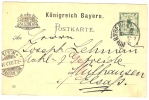 REF LBL10 - BAVIERE - EP CP VOYAGEE NUERNBERG / MULHOUSE JUILLET 1893 - Ganzsachen