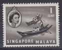 Singapore 1955 Mi. 28     1 C Queen Elizabeth II. & Ship Schiff Chinesischer Sampan, Fuchow MH* - Singapur (...-1959)