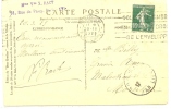 REF LBL10 - SEMEUSE CAMEE 10c VERT SUR CPA ED. "DEO GRATIAS"  PARIS / MALESTROIT 20/3/1925 - Covers & Documents