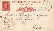 1879 CARTOLINA  10 CENTESIMI CON ANNULLO VICENZA - Postwaardestukken