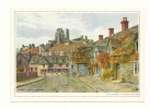 Cp, Angleterre, Corfe Castle And Village, From A Painting By A. R. Quinton - Sonstige