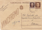 GIBELLINA /  PALERMO - 09.02.1945 - Card_Cartolina Postale Da Cent. 30 + 30_ FASCI - Marcophilie