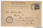 ENG47 - CAPE OF GOOD HOPE, Intero Per Constantinople (Turkey) . Poco Fresco - Cabo De Buena Esperanza (1853-1904)