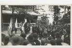 SCOUTING, INTERNATIONAL JAMBOREE IN FINLAND, GIRL SCOUTS IN CAMP,  FLAG SALUTATION, EX Cond.  REAL PHOTO, 1931 - Scoutismo