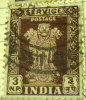 India 1957 Asokan Capital 3np - Used - Timbres De Service