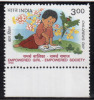 India MNH 1998, Childrens Day, Empowered Girl- Empowered Society, Kinder, Child In Green Farm, Bird, Book, - Unused Stamps