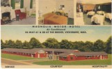 Vicksburg MS Mississippi, Magnolia Motor Hotel Motel Lodging Interior View, C1940s Vintage Linen Postcard - Other & Unclassified