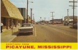 Picayune MS Mississippi, Street Scene, Sinclair Service Gas Station, Donuts Sign, C1960s Vintage Postcard - Other & Unclassified