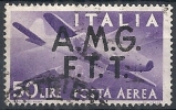 1947 TRIESTE A USATO POSTA AEREA 50 LIRE FILIGRANA NS - RR10781 - Poste Aérienne