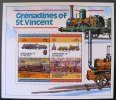 GRENADINES SAINT VINCENT: TRAINS, LOCOMOTIVES (FEUILLET 4 VALEURS). Neuf Sans Charniere ** MNH (Class D50, Fire Fly) - Treinen