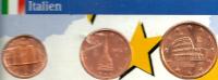 ITALY SET OF 3 EURO 1 ,2 & 5 CENTS COINS MOTIF FRONT STANDARD BACK 2002-2004-2002 UNC READ DESCRIPTION CAREFULLY !!! - Collections