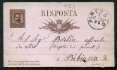 1880 Italia Intero Postale Risposta Di Pinerolo A Bibiana - Entiers Postaux