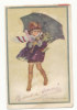 Bonne Année. Petite Fille Dans La Neige Et Le Vent, Parapluie, Gui,... Signée Bompard - Bompard, S.