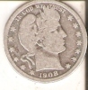 MONEDA  DE PLATA DE ESTADOS UNIDOS DE 1 QUARTER DEL AÑO 1908   (COIN) SILVER-ARGENT - 1892-1916: Barber